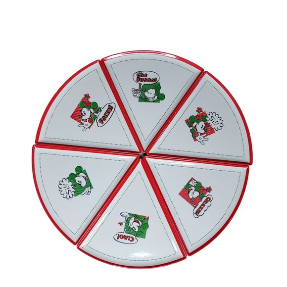 Disney Vintage minnie and mickey mouse Italian word pizza plates full set of 6 - Picture 2 of 10